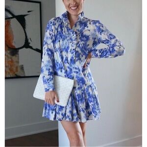 Tuckernuck Blue Iris Breeze Tate Ikat Print Long Sleeve Dress